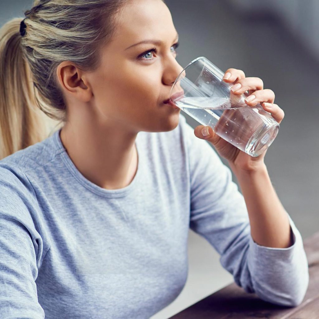 woman drinking water