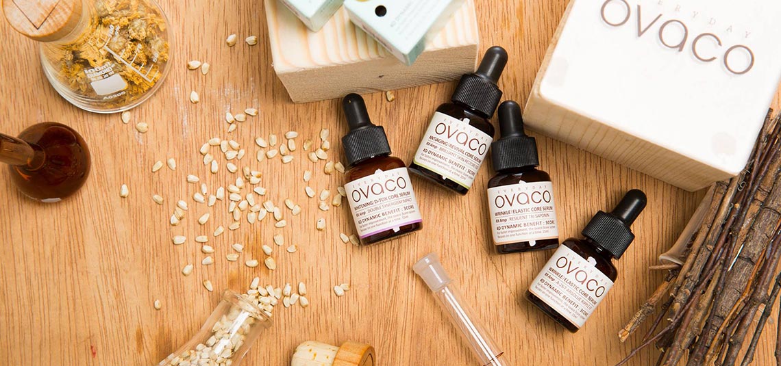 Ovaco skincare products banner