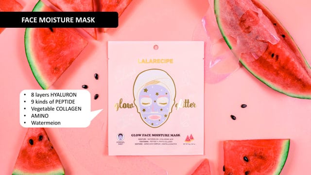 lalarecipe GLOW FACE MOISTURE MASK watermelon hydrogel