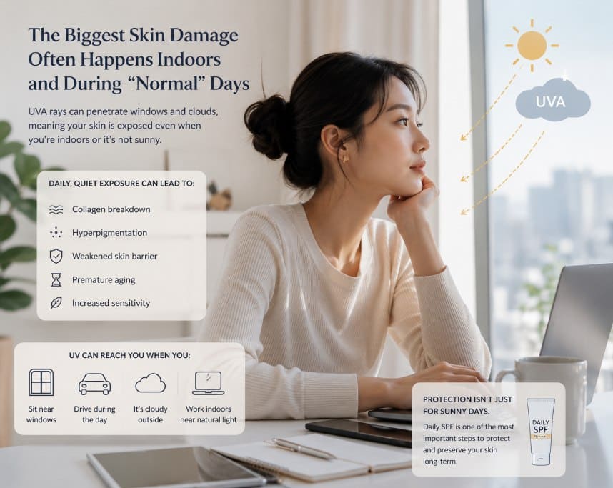 The Biggest Skin Damage Often Happens Indoors and During “Normal” Days